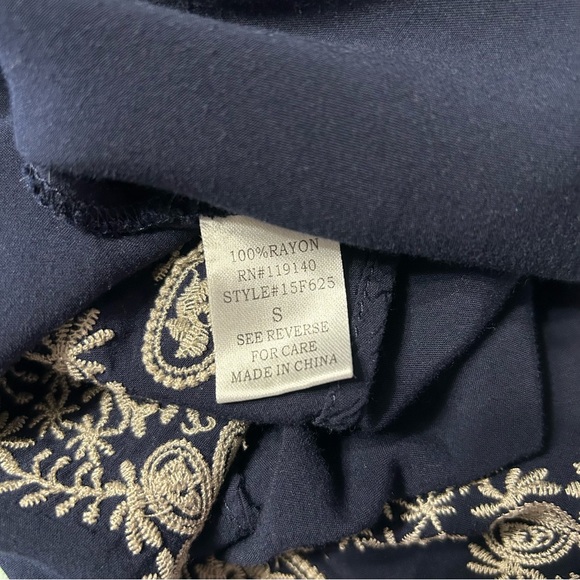 Double Zero Hippie Boho Embroidered Bohemian 70's Bell Sleeve Tunic Blouse Sz S - Picture 9 of 12